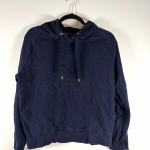 Ralph Lauren Navy Pullover Hoodie with Gold-Tone Eyelets